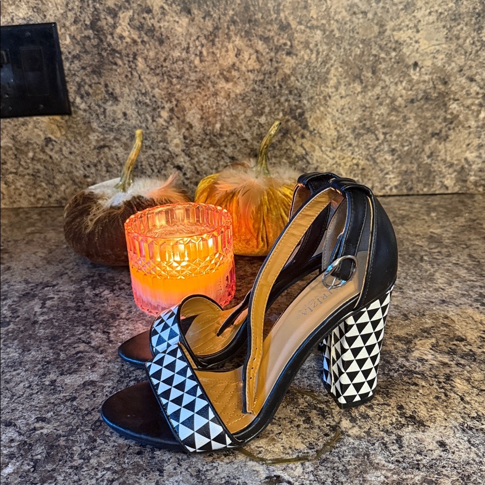Patrizia by spring feet 
Black and White Geometric Women's Heels